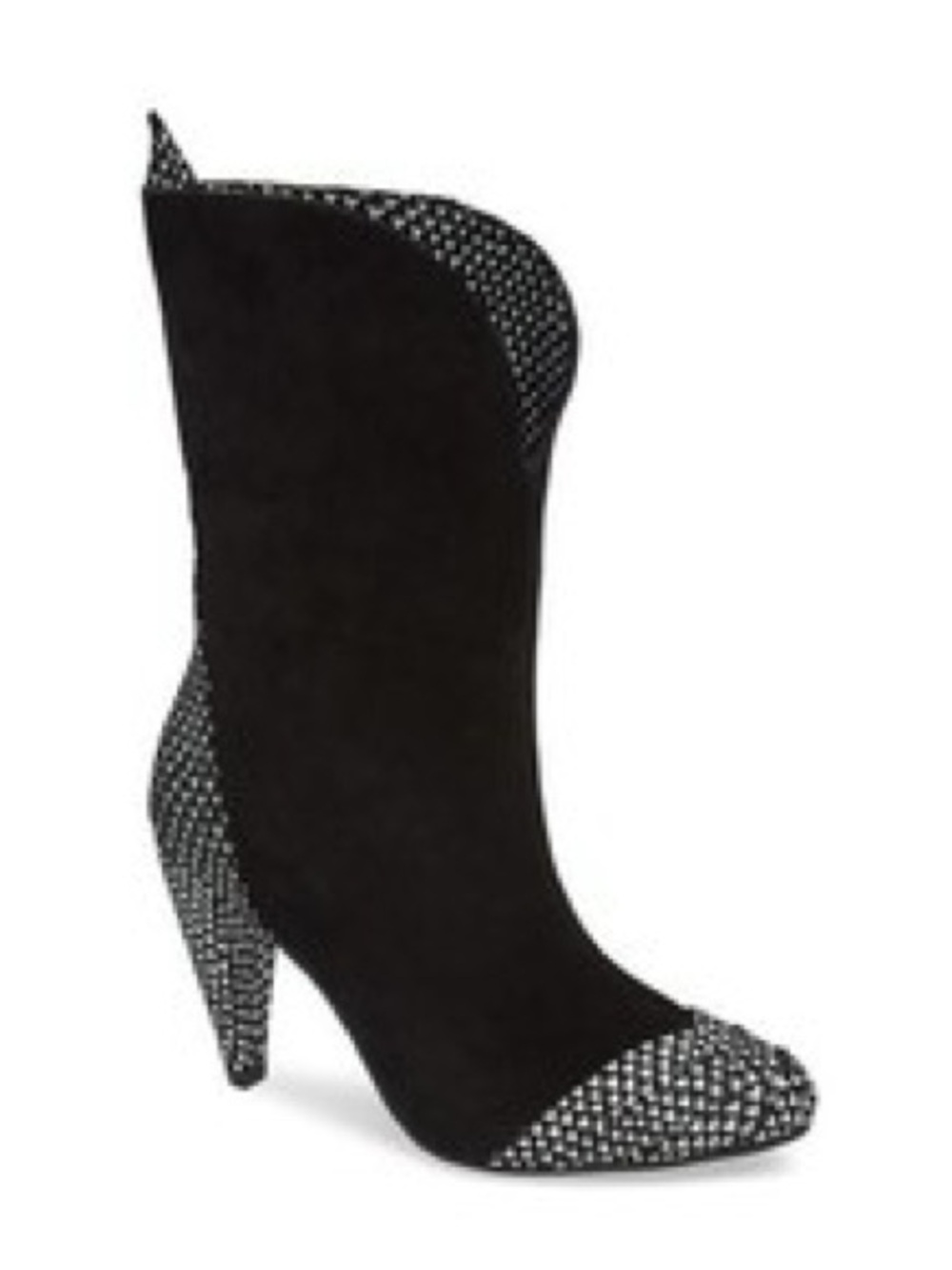 Jefferey Campbell Black‎ and White Suede Decay Mid-Calf Bootie